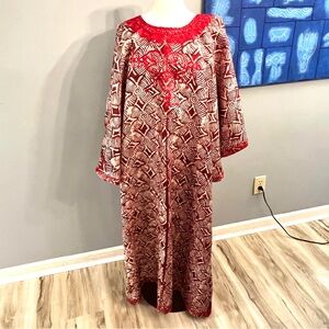 Women’s African Adire Mudcloth Design BouBou Kaftan dress w/head wrap
